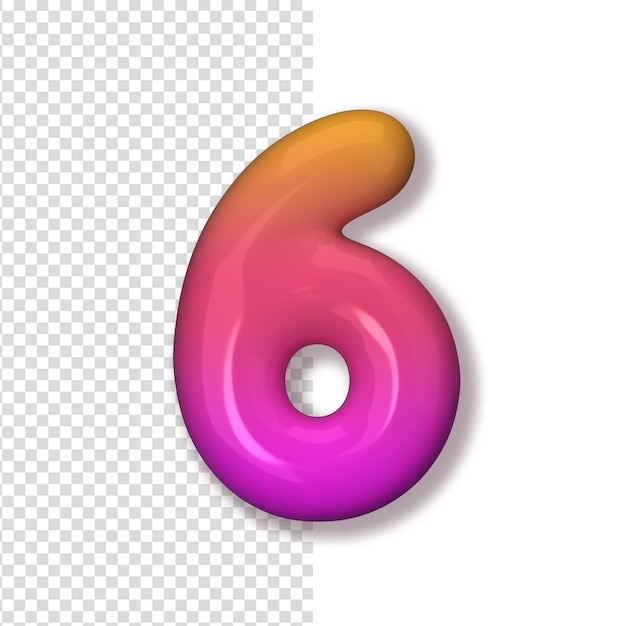 Number 6 pink and orange color Number in the form of balloons