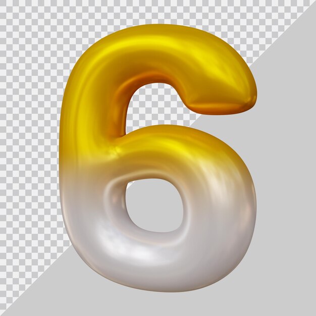 Number 6 with 3d modern style