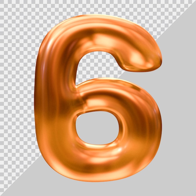 Number 6 with 3d modern style
