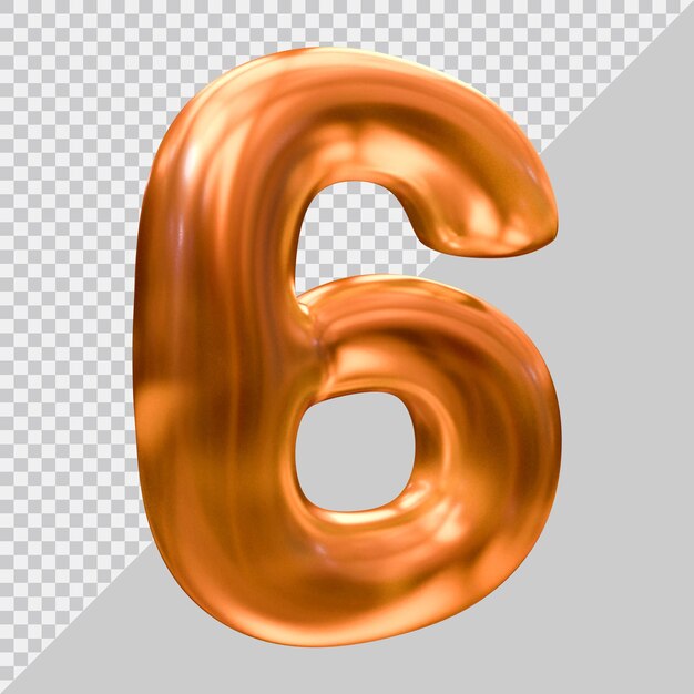 Number 6 with 3d modern style