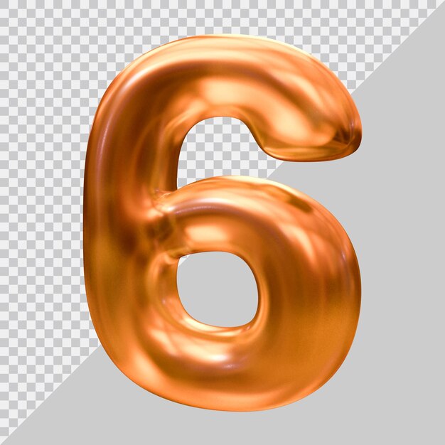 number 6 with 3d modern style