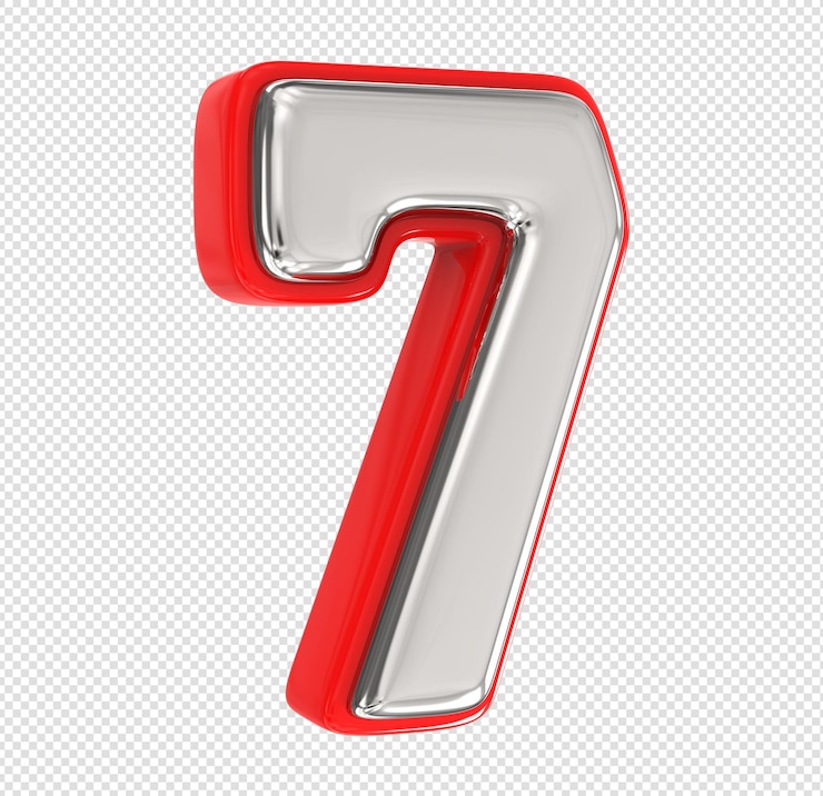 PSD number 7 3d render