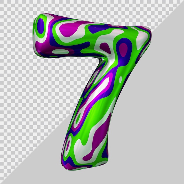 Number 7 with 3d modern style