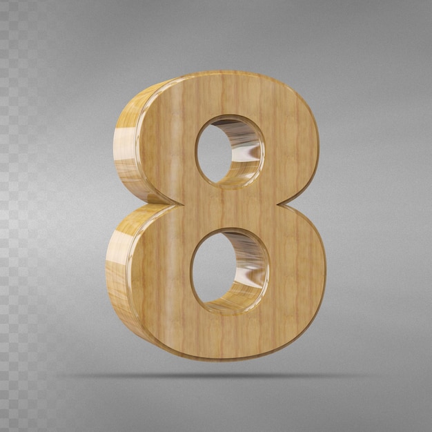 Number 8 3d Rendering with Style wood luxury