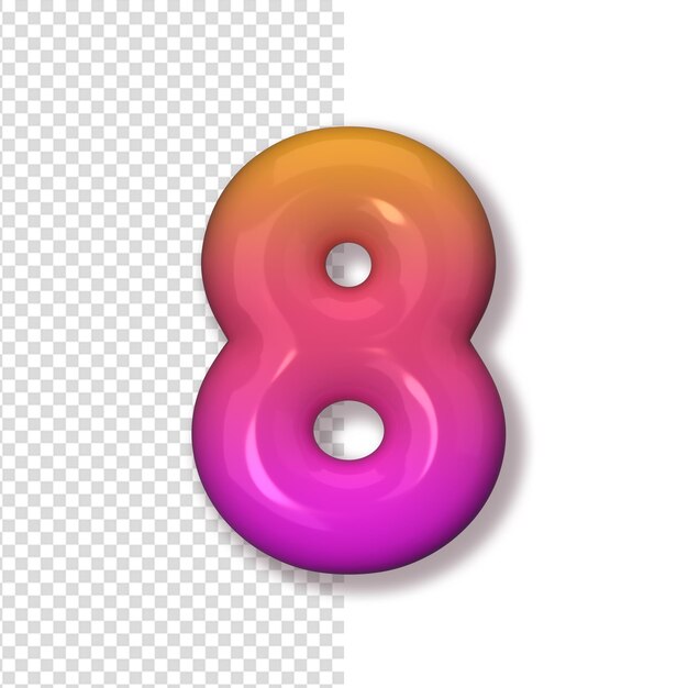 Number 8 pink and orange color Number in the form of balloons