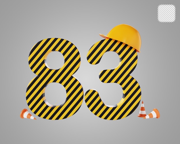 Number 83 Construction Style 3D illustration
