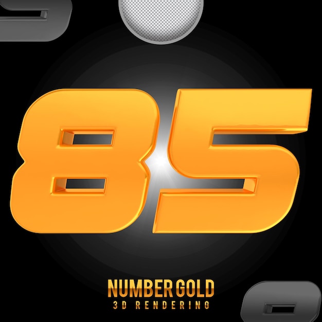 number 85 golden 3d rendering