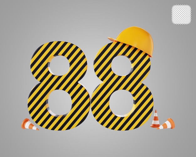 Number 88 Construction Style 3D illustration