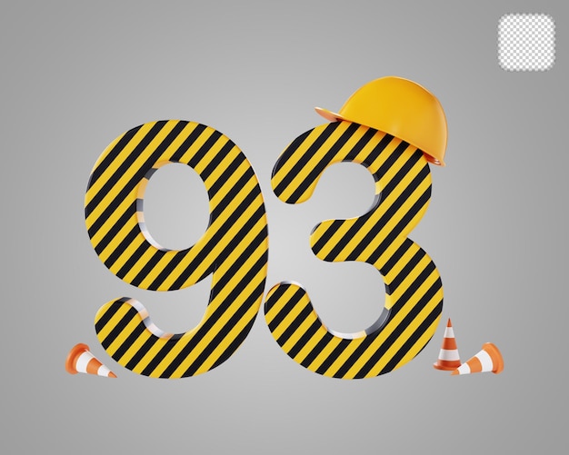Number 93 Construction Style 3D illustration