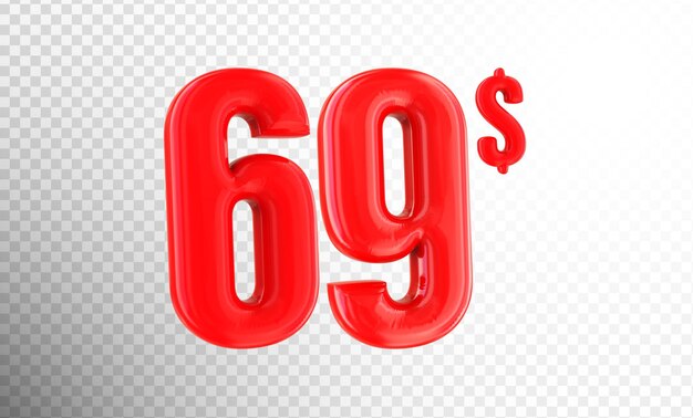 Number Red 3D Render