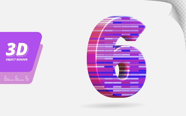 number six, number 6 in 3d render isolated with abstract metallic brick texture design illustration