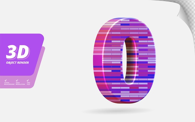 Number zero, Number 0 in 3d render isolated with abstract metallic colorful brick texture design illustration