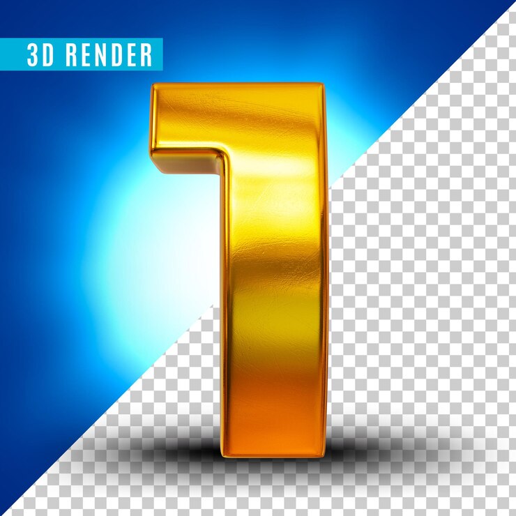 PSD numeración de oro 3d para composición
