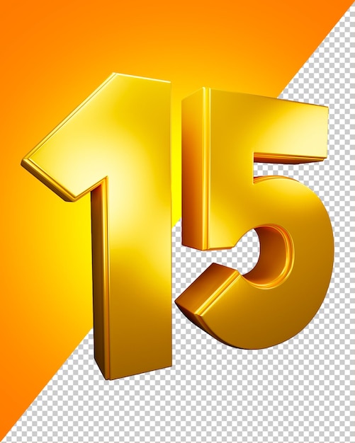 Numeri 3D isolati per le composizioni numero 15