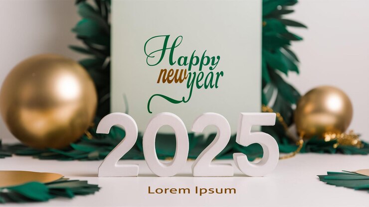 Numeri bianchi Celebrazione del nuovo anno 2025 semplice modello di design dello sfondo