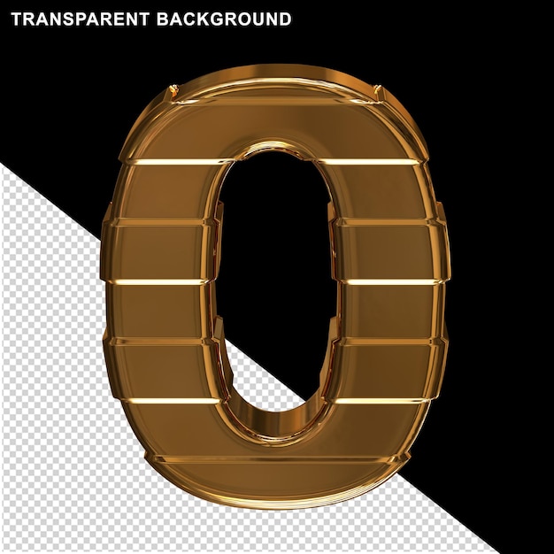 Numeri d'oro con cinghie orizzontali 3d numero 0
