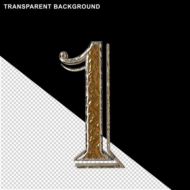 Numeri d'oro in una montatura d'argento numero 1