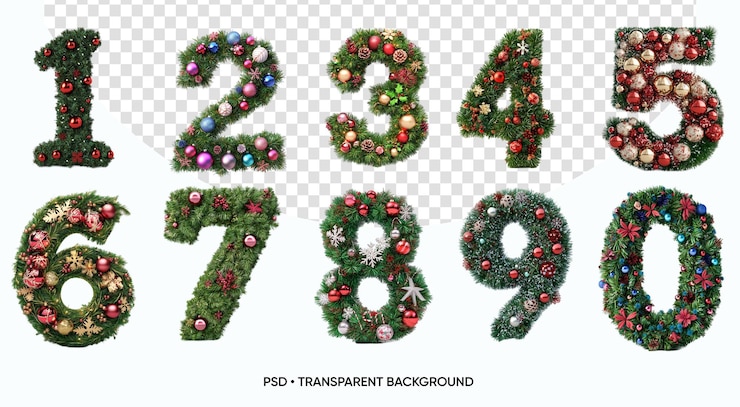 PSD numeri di natale dai rami degli alberi