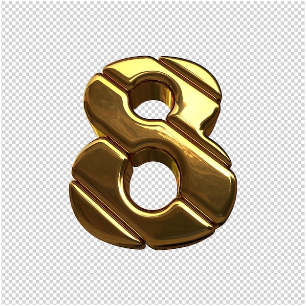 Numeri fatti da lingotti d'oro. 3d numero 8