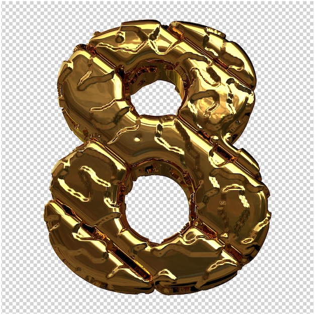 Numeri in oro realizzati da lingotti diagonali grezzi. 3° numero 8