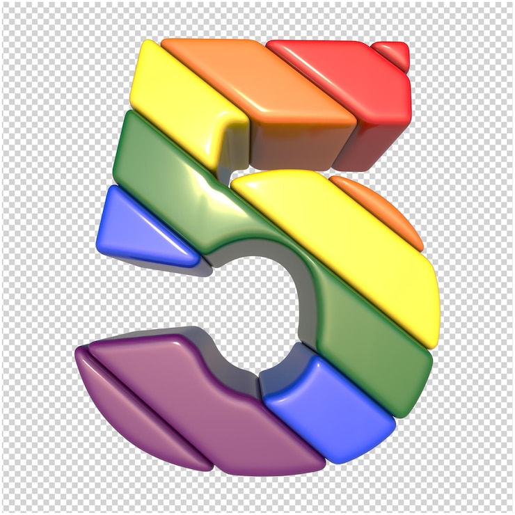 PSD numeri lgbt bandiera diagonalmente.3d numero 5