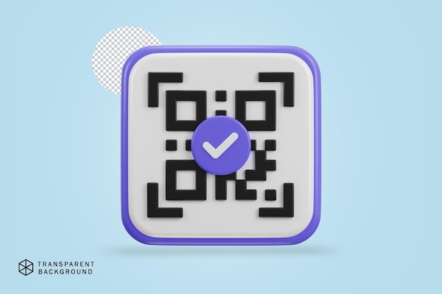 PSD numérisation du code qr vérification du paiement icône 3d du code qr