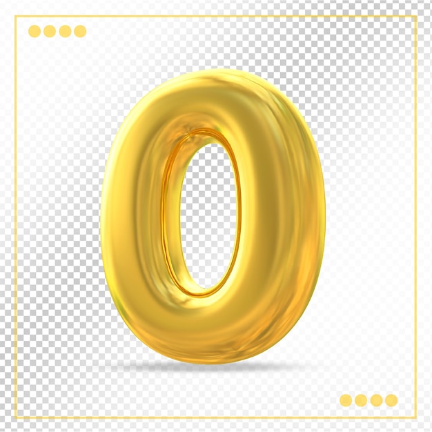 Número 0 3D de lujo de oro