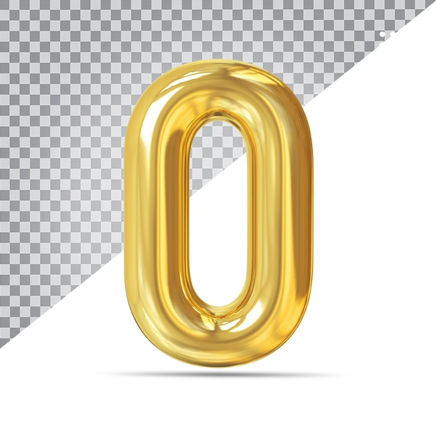 número 0, 3d, oro