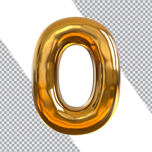 Numero 0 3d render stile lusso dorato