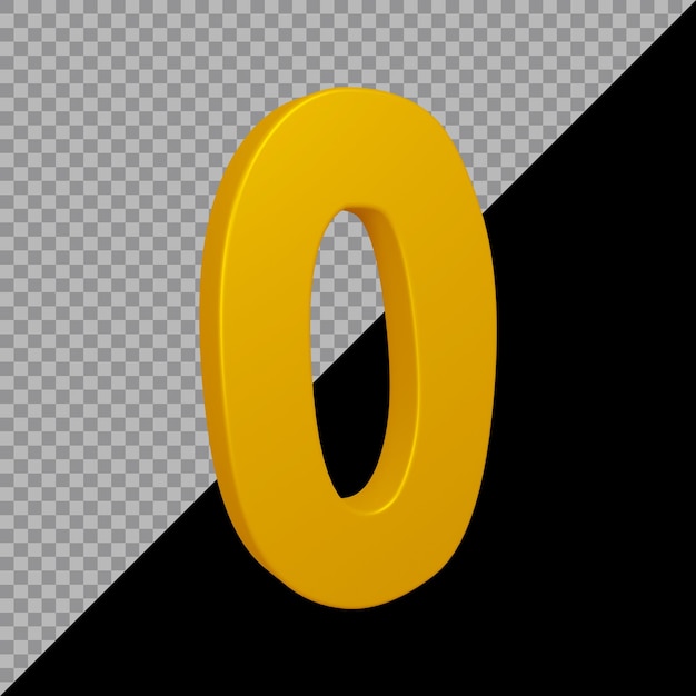 Número 0 en 3d render