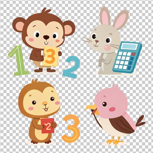 Número 0 a 9 con animales salvajes