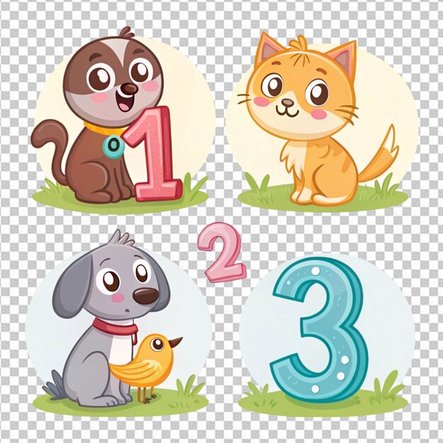 Número 0 a 9 con animales salvajes