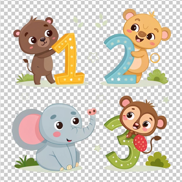 Número 0 a 9 con animales salvajes