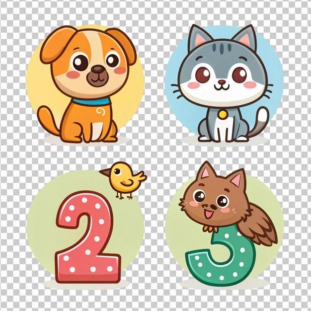 Número 0 a 9 con animales salvajes