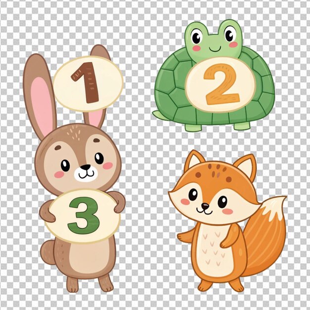 Número 0 a 9 con animales salvajes