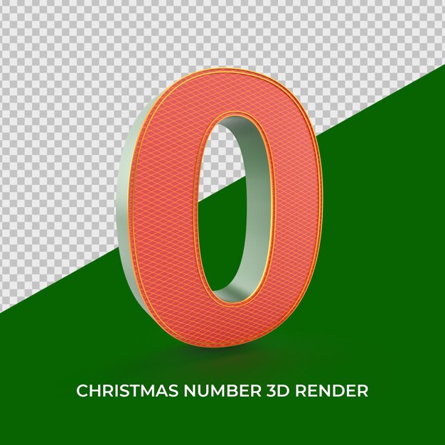 número 0, adornos navideños, 3d, render