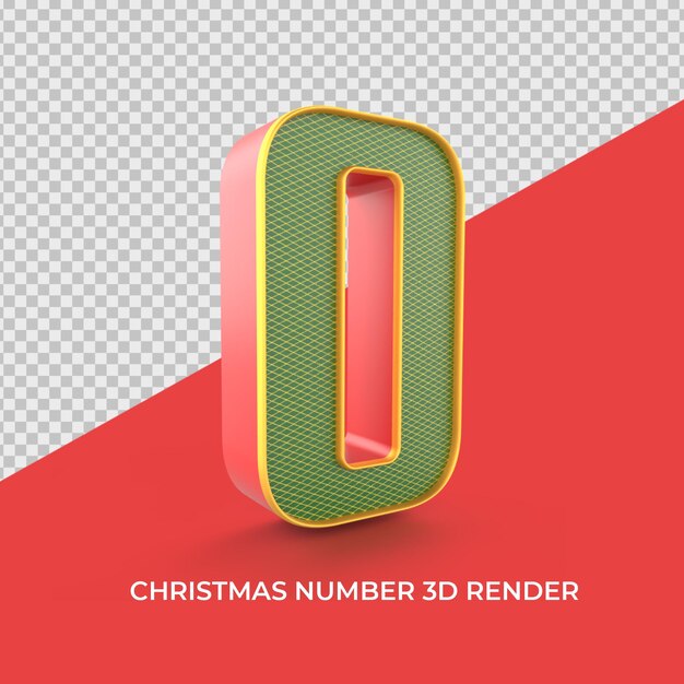 número 0, adornos navideños, 3d, render
