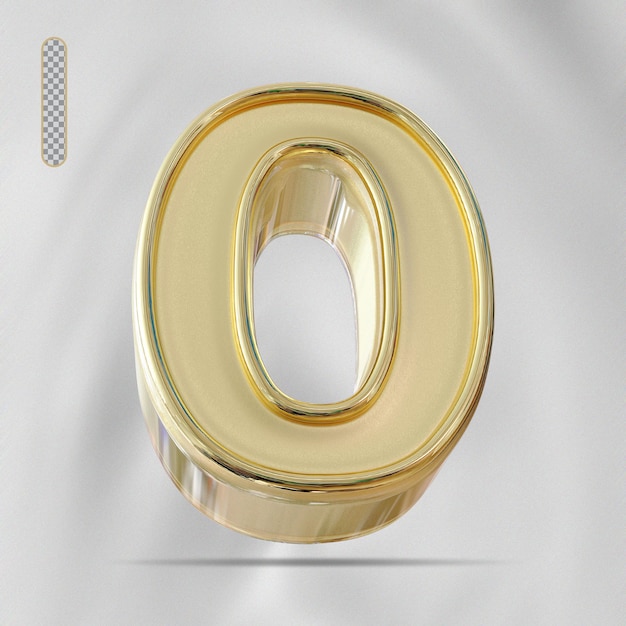 Numero 0 Creative Style Gold 3d rende il lusso