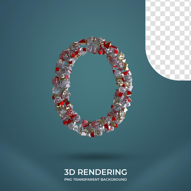 Número 0 Estilo de texto Representación 3d fondo transparente