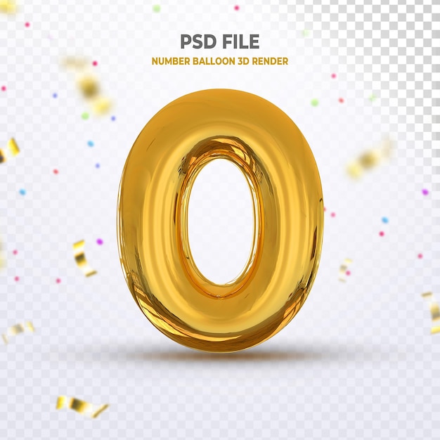 Número 0 Globo Oro 3D Render