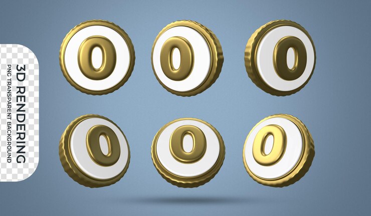 PSD número 0 iconos conjunto 3d rendering fondo transparente