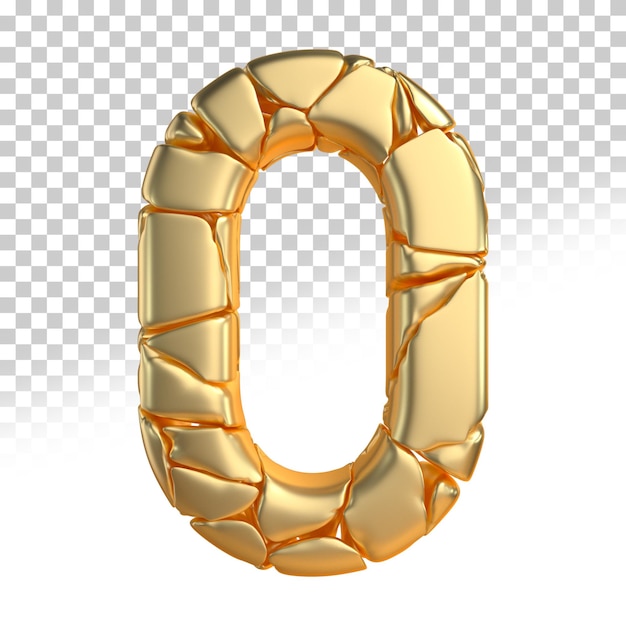 Número 0 oro 3d estilo de renderizado