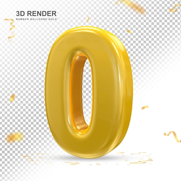 Número 0 oro 3d