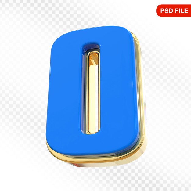 Numero 0 Rendering 3D blu