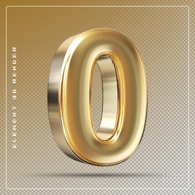 Numero 0 rendering 3D d'oro