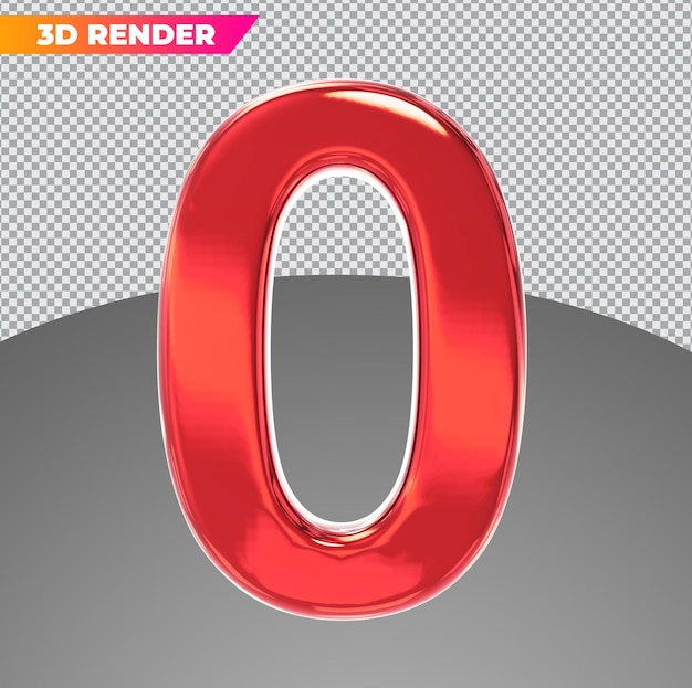 PSD numéro 0 styles 3d rouges