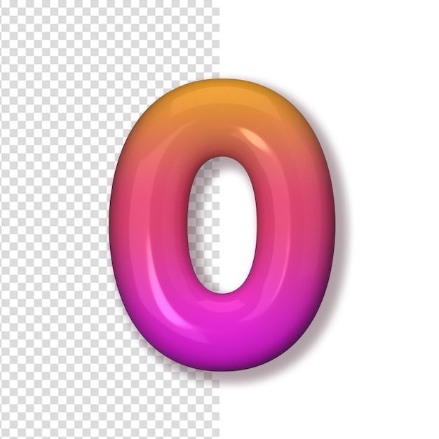 Número 0 zero cor rosa e laranja Número na forma de balões
