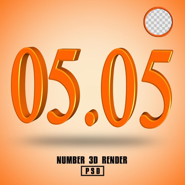 NÚMERO 0505 3D RENDER COLOR NARANJA