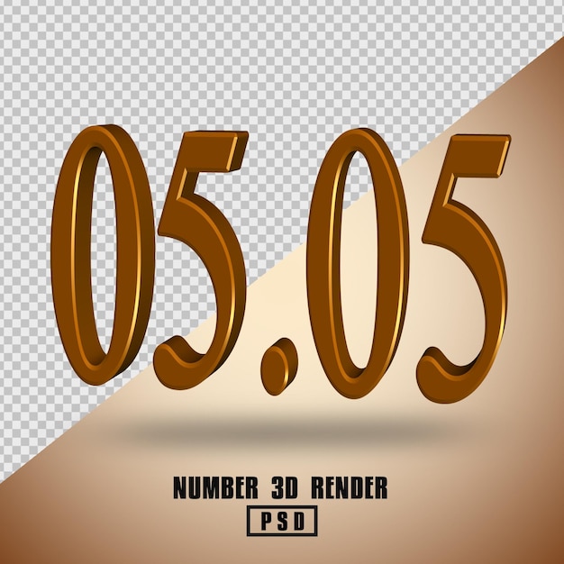 NUMERO 0505 COLORE MARRONE RENDER 3D