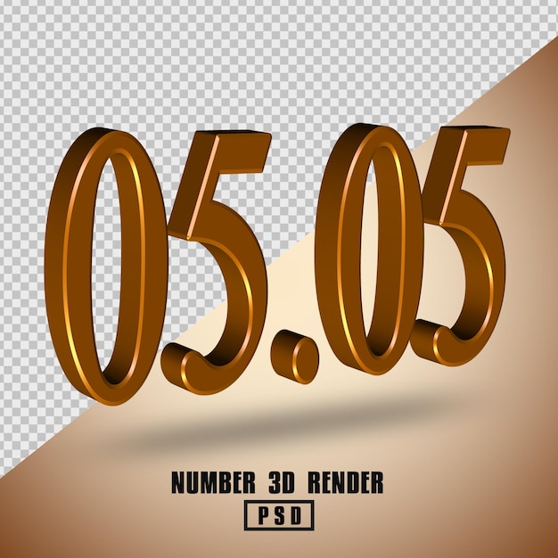 NUMERO 0505 COLORE MARRONE RENDER 3D